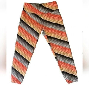 Calvin Klein Womens Performance Leggings Retro Honeycomb Sz XS Orange